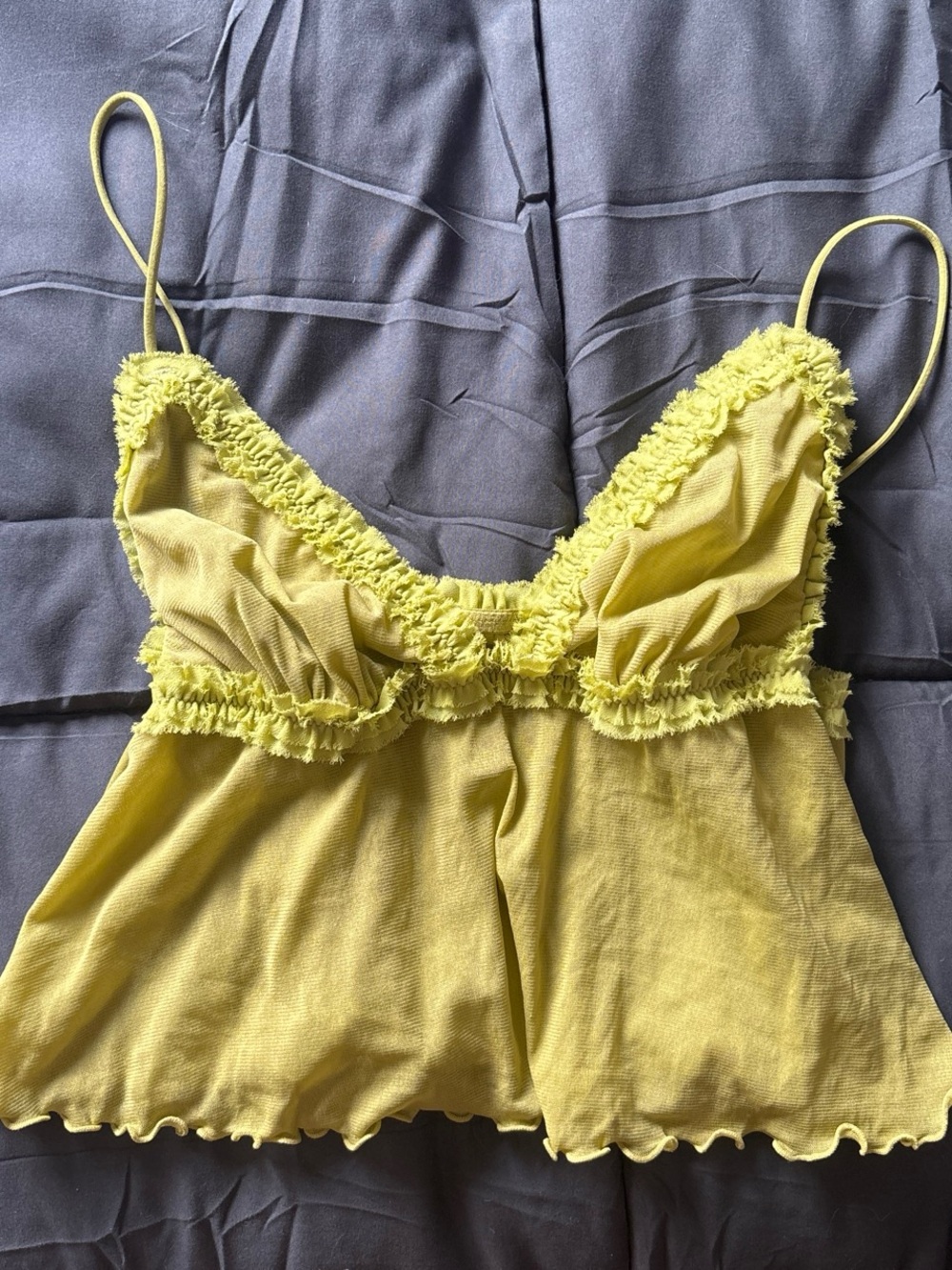 Lime green Urban outfitters Ruffled Spaghetti-Strap Women's Tank Top